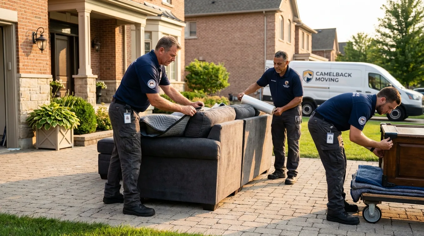 Large estate moving crew wrapping furniture in Sneads Ferry, NC
