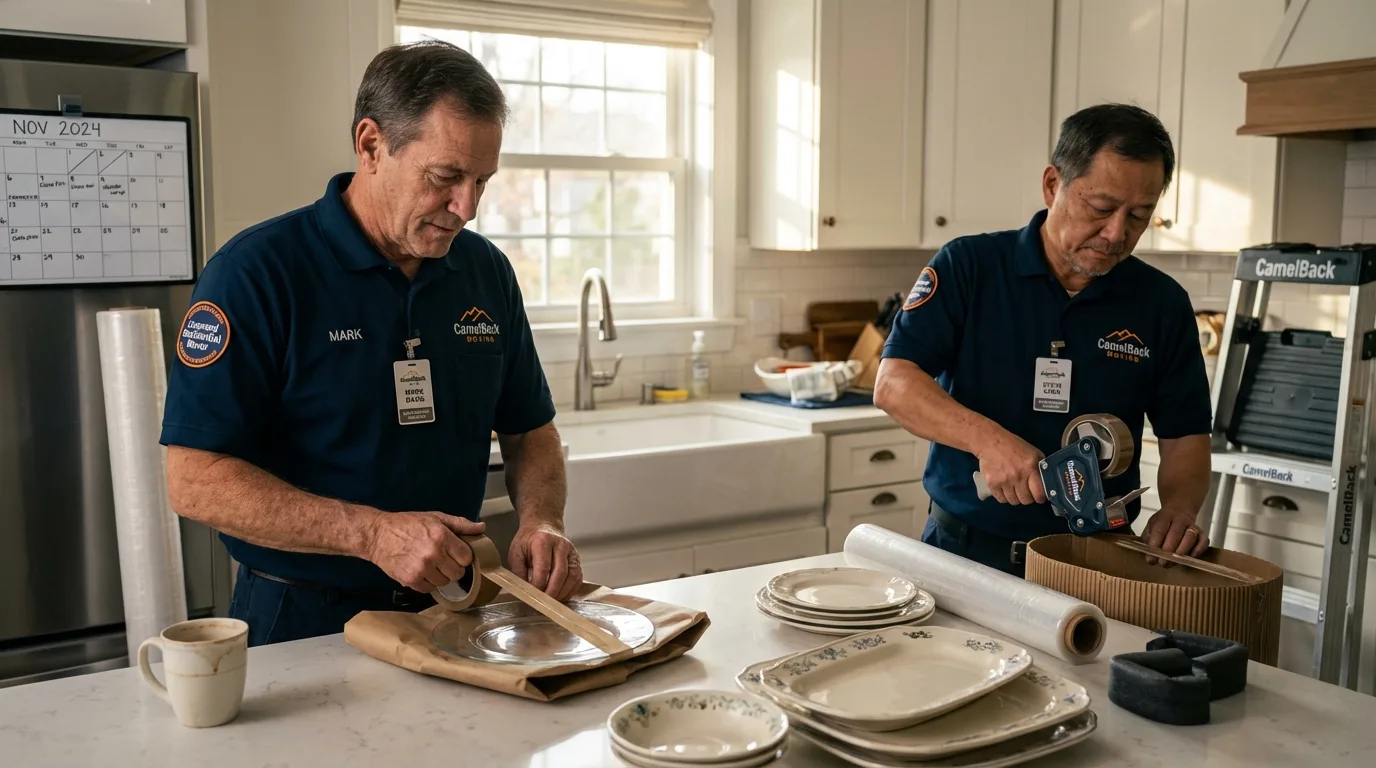 Professional crew packing kitchen dishware in Sneads Ferry, NC
